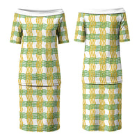 Aloha Hawaii Ilima Maile Lei Couples Matching Puletasi and Hawaiian Shirt Palaka Inspired Hawaiian-plaid White