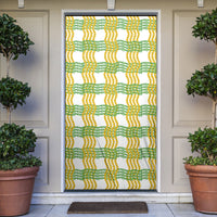 Aloha Hawaii Ilima Maile Lei Door Cover Palaka Inspired Hawaiian-plaid White