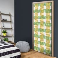Aloha Hawaii Ilima Maile Lei Door Cover Palaka Inspired Hawaiian-plaid White