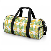 Aloha Hawaii Ilima Maile Lei Duffle Bag Palaka Inspired Hawaiian-plaid White