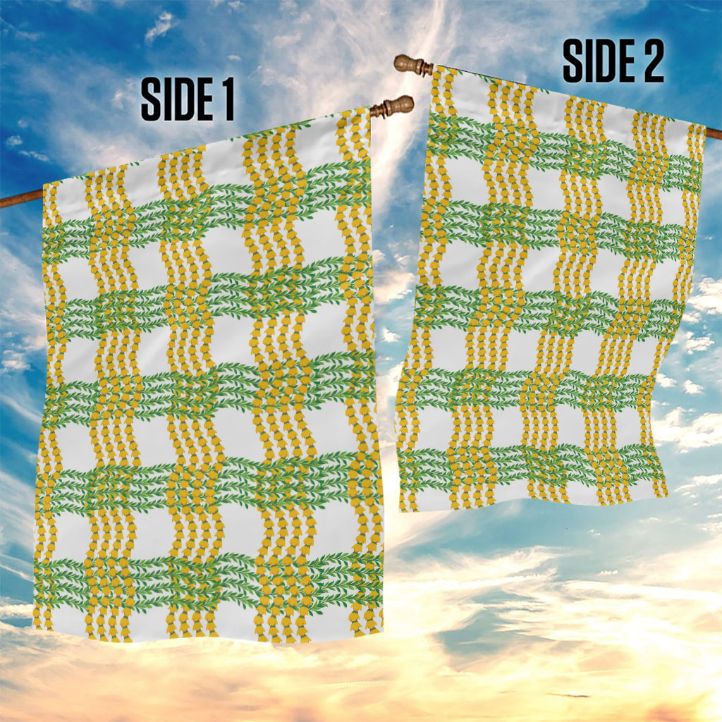 Aloha Hawaii Ilima Maile Lei Garden Flag Palaka Inspired Hawaiian-plaid White