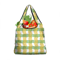 Aloha Hawaii Ilima Maile Lei Grocery Bag Palaka Inspired Hawaiian-plaid White