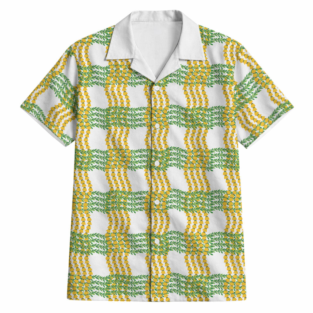 Aloha Hawaii Ilima Maile Lei Hawaiian Shirt Palaka Inspired Hawaiian-plaid White LT14 White - Polynesian Pride