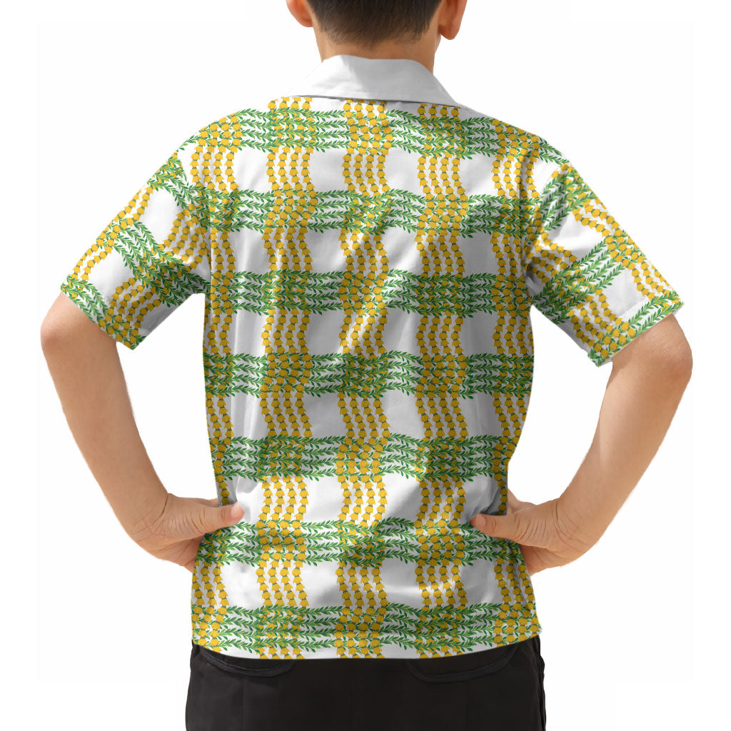 Aloha Hawaii Ilima Maile Lei Hawaiian Shirt Palaka Inspired Hawaiian-plaid White
