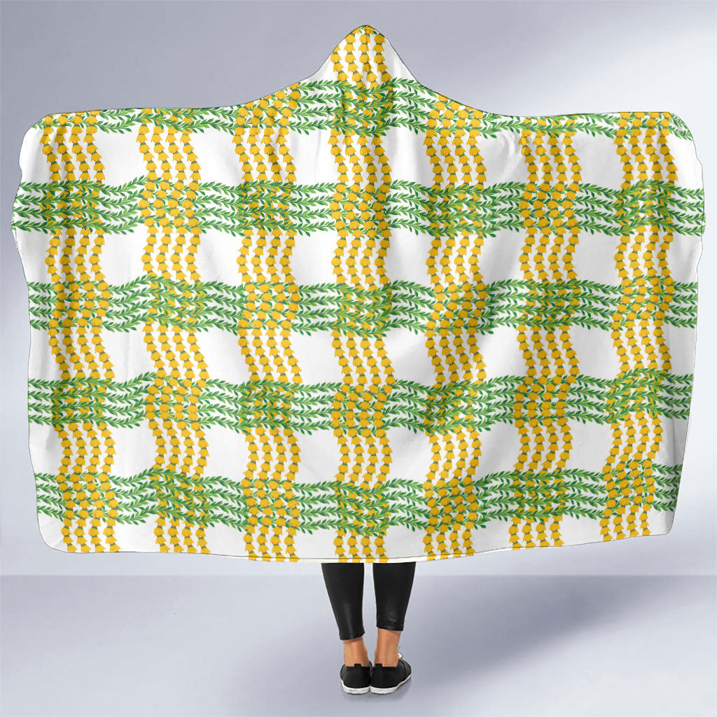 Aloha Hawaii Ilima Maile Lei Hooded Blanket Palaka Inspired Hawaiian-plaid White LT14 One Size White - Polynesian Pride