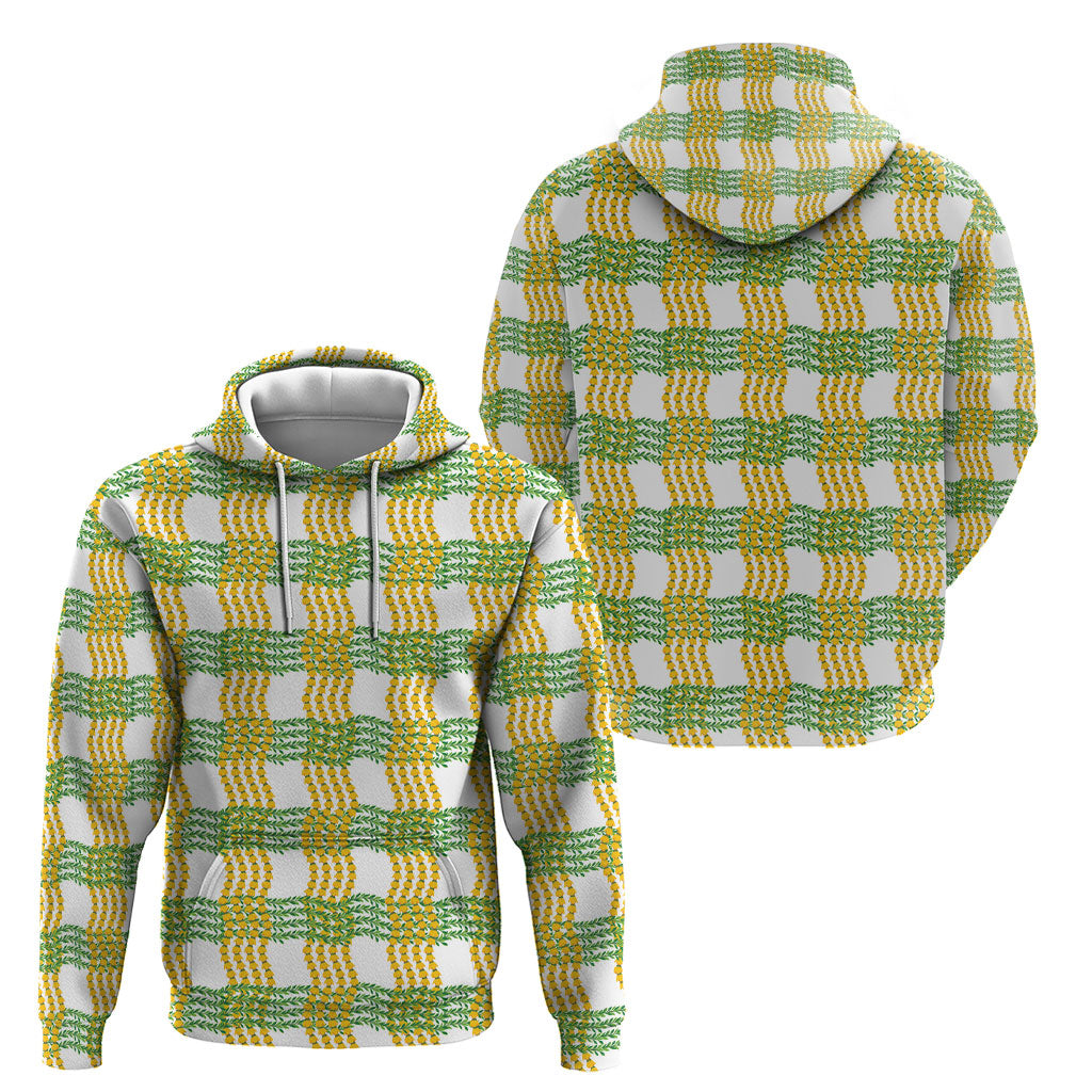 Aloha Hawaii Ilima Maile Lei Hoodie Palaka Inspired Hawaiian-plaid White