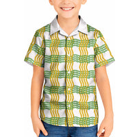 Aloha Hawaii Ilima Maile Lei Kid Hawaiian Shirt Palaka Inspired Hawaiian-plaid White
