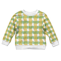 Aloha Hawaii Ilima Maile Lei Kid Ugly Christmas Sweater Palaka Inspired Hawaiian-plaid White