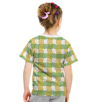 Aloha Hawaii Ilima Maile Lei Kid T Shirt Palaka Inspired Hawaiian-plaid White