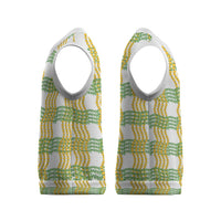 Aloha Hawaii Ilima Maile Lei Christmas Knitted V-Neck Vest Palaka Inspired Hawaiian-plaid White