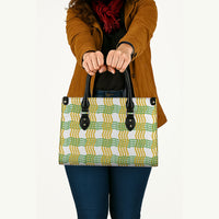 Aloha Hawaii Ilima Maile Lei Leather Bag Palaka Inspired Hawaiian-plaid White