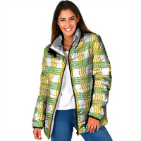 Aloha Hawaii Ilima Maile Lei Padded Jacket Palaka Inspired Hawaiian-plaid White