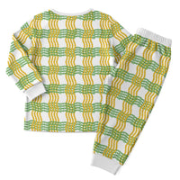 Aloha Hawaii Ilima Maile Lei Christmas Pajama Set Palaka Inspired Hawaiian-plaid White