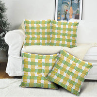Aloha Hawaii Ilima Maile Lei Pillow Cover Palaka Inspired Hawaiian-plaid White