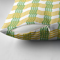 Aloha Hawaii Ilima Maile Lei Pillow Cover Palaka Inspired Hawaiian-plaid White