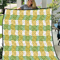 Aloha Hawaii Ilima Maile Lei Quilt Palaka Inspired Hawaiian-plaid White