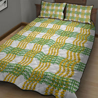 Aloha Hawaii Ilima Maile Lei Quilt Bed Set Palaka Inspired Hawaiian-plaid White