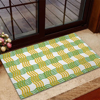 Aloha Hawaii Ilima Maile Lei Rubber Doormat Palaka Inspired Hawaiian-plaid White