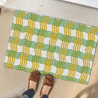 Aloha Hawaii Ilima Maile Lei Rubber Doormat Palaka Inspired Hawaiian-plaid White