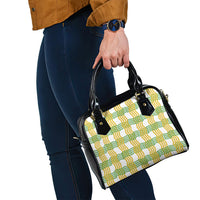 Aloha Hawaii Ilima Maile Lei Shoulder Handbag Palaka Inspired Hawaiian-plaid White