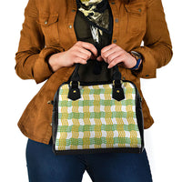 Aloha Hawaii Ilima Maile Lei Shoulder Handbag Palaka Inspired Hawaiian-plaid White