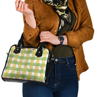 Aloha Hawaii Ilima Maile Lei Shoulder Handbag Palaka Inspired Hawaiian-plaid White