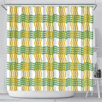 Aloha Hawaii Ilima Maile Lei Shower Curtain Palaka Inspired Hawaiian-plaid White
