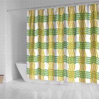 Aloha Hawaii Ilima Maile Lei Shower Curtain Palaka Inspired Hawaiian-plaid White