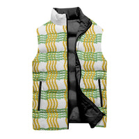 Aloha Hawaii Ilima Maile Lei Sleeveless Puffer Jacket Palaka Inspired Hawaiian-plaid White
