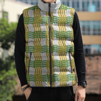 Aloha Hawaii Ilima Maile Lei Sleeveless Puffer Jacket Palaka Inspired Hawaiian-plaid White