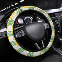 Aloha Hawaii Ilima Maile Lei Steering Wheel Cover Palaka Inspired Hawaiian-plaid White
