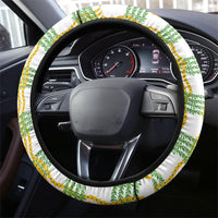 Aloha Hawaii Ilima Maile Lei Steering Wheel Cover Palaka Inspired Hawaiian-plaid White