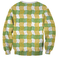 Aloha Hawaii Ilima Maile Lei Sweatshirt Palaka Inspired Hawaiian-plaid White