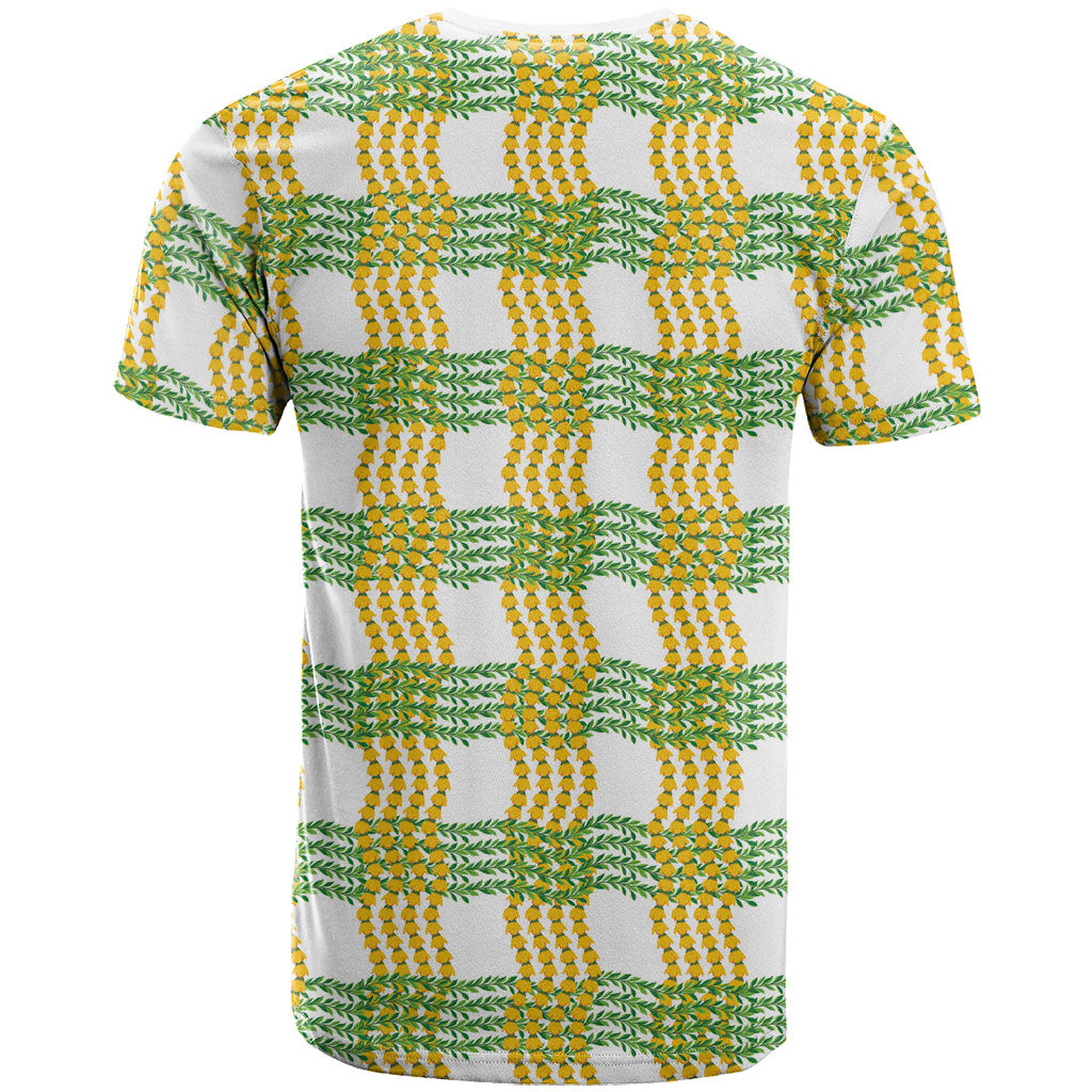 Aloha Hawaii Ilima Maile Lei T Shirt Palaka Inspired Hawaiian-plaid White