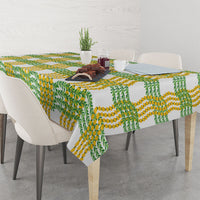 Aloha Hawaii Ilima Maile Lei Tablecloth Palaka Inspired Hawaiian-plaid White