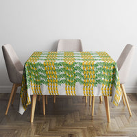 Aloha Hawaii Ilima Maile Lei Tablecloth Palaka Inspired Hawaiian-plaid White