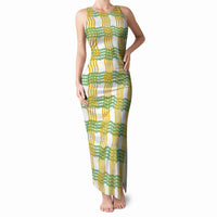 Aloha Hawaii Ilima Maile Lei Tank Maxi Dress Palaka Inspired Hawaiian-plaid White