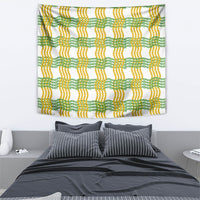 Aloha Hawaii Ilima Maile Lei Tapestry Palaka Inspired Hawaiian-plaid White