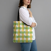 Aloha Hawaii Ilima Maile Lei Tote Bag Palaka Inspired Hawaiian-plaid White