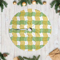 Aloha Hawaii Ilima Maile Lei Tree Skirt Palaka Inspired Hawaiian-plaid White
