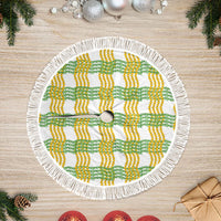 Aloha Hawaii Ilima Maile Lei Tree Skirt Palaka Inspired Hawaiian-plaid White