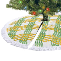 Aloha Hawaii Ilima Maile Lei Tree Skirt Palaka Inspired Hawaiian-plaid White