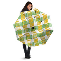 Aloha Hawaii Ilima Maile Lei Umbrella Palaka Inspired Hawaiian-plaid White
