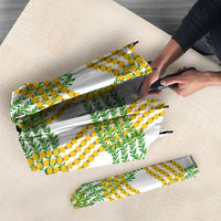 Aloha Hawaii Ilima Maile Lei Umbrella Palaka Inspired Hawaiian-plaid White