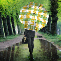 Aloha Hawaii Ilima Maile Lei Umbrella Palaka Inspired Hawaiian-plaid White