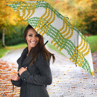 Aloha Hawaii Ilima Maile Lei Umbrella Palaka Inspired Hawaiian-plaid White