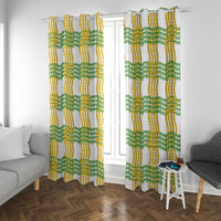 Aloha Hawaii Ilima Maile Lei Window Curtain Palaka Inspired Hawaiian-plaid White