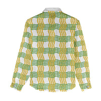 Aloha Hawaii Ilima Maile Lei Women Casual Shirt Palaka Inspired Hawaiian-plaid White