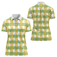 Aloha Hawaii Ilima Maile Lei Women Polo Shirt Palaka Inspired Hawaiian-plaid White