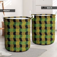Aloha Hawaii Ilima Maile Lei Laundry Basket Palaka Inspired Hawaiian-plaid Black